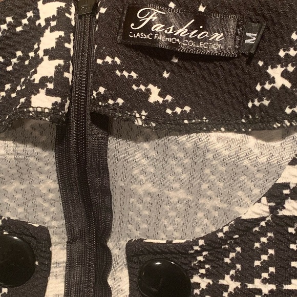 Cute midi dress bodycon sz Medium Black & White plaid - Picture 10 of 11